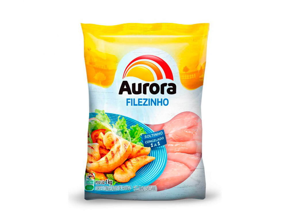 FILEZINHO SASSAMI DE FRANGO CONGELADO AURORA 1 KG (CX 16 PCT)